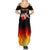 Bowling Ball and Pins Design Summer Maxi Dress with Flame Background and Custom Team Name Text - Wonder Print Shop