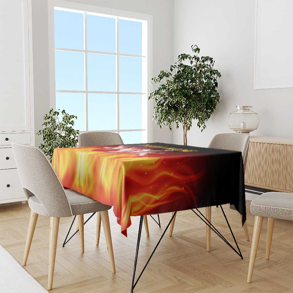 Bowling Ball and Pins Design Tablecloth with Flame Background and Custom Team Name Text - Wonder Print Shop