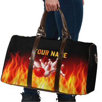 Bowling Ball and Pins Design Travel Bag with Flame Background and Custom Team Name Text - Wonder Print Shop
