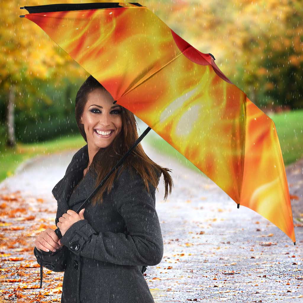 Bowling Ball and Pins Design Umbrella with Flame Background and Custom Team Name Text - Wonder Print Shop