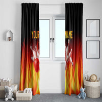 Bowling Ball and Pins Design Window Curtain with Flame Background and Custom Team Name Text - Wonder Print Shop