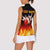 Bowling Ball and Pins Design Women Sleeveless Polo Shirt with Flame Background and Custom Team Name Text - Wonder Print Shop