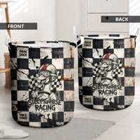 Silly Goose Racing Motorsport Laundry Basket Vintage Distressed Checkered Flag - Cartoon Race Car