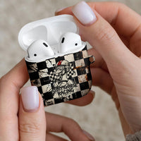 Silly Goose Racing Motorsport AirPods Case Vintage Distressed Checkered Flag - Cartoon Race Car