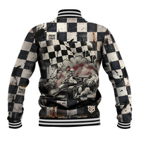 Silly Goose Racing Motorsport Baseball Jacket Vintage Distressed Checkered Flag - Cartoon Race Car