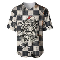 Silly Goose Racing Motorsport Baseball Jersey Vintage Distressed Checkered Flag - Cartoon Race Car