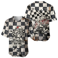 Silly Goose Racing Motorsport Baseball Jersey Vintage Distressed Checkered Flag - Cartoon Race Car