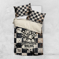 Silly Goose Racing Motorsport Bedding Set Vintage Distressed Checkered Flag - Cartoon Race Car