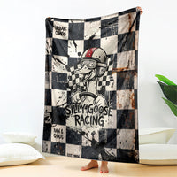 Silly Goose Racing Motorsport Blanket Vintage Distressed Checkered Flag - Cartoon Race Car