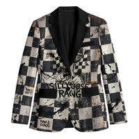 Silly Goose Racing Motorsport Blazer Vintage Distressed Checkered Flag - Cartoon Race Car