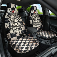 Silly Goose Racing Motorsport Car Seat Cover Vintage Distressed Checkered Flag - Cartoon Race Car