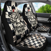 Silly Goose Racing Motorsport Car Seat Cover Vintage Distressed Checkered Flag - Cartoon Race Car