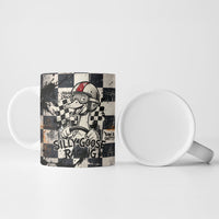 Silly Goose Racing Motorsport Ceramic Mug Vintage Distressed Checkered Flag - Cartoon Race Car