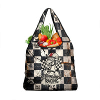 Silly Goose Racing Motorsport Grocery Bag Vintage Distressed Checkered Flag - Cartoon Race Car
