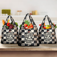 Silly Goose Racing Motorsport Grocery Bag Vintage Distressed Checkered Flag - Cartoon Race Car