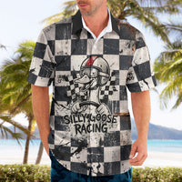 Silly Goose Racing Motorsport Hawaiian Shirt Vintage Distressed Checkered Flag - Cartoon Race Car