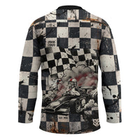 Silly Goose Racing Motorsport Hockey Jersey Vintage Distressed Checkered Flag - Cartoon Race Car
