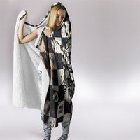 Silly Goose Racing Motorsport Hooded Blanket Vintage Distressed Checkered Flag - Cartoon Race Car