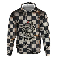 Silly Goose Racing Motorsport Hoodie Vintage Distressed Checkered Flag - Cartoon Race Car