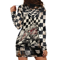 Silly Goose Racing Motorsport Hoodie Dress Vintage Distressed Checkered Flag - Cartoon Race Car