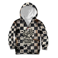 Silly Goose Racing Motorsport Kid Hoodie Vintage Distressed Checkered Flag - Cartoon Race Car