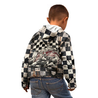 Silly Goose Racing Motorsport Kid Hoodie Vintage Distressed Checkered Flag - Cartoon Race Car