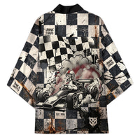 Silly Goose Racing Motorsport Kimono Vintage Distressed Checkered Flag - Cartoon Race Car