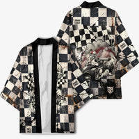 Silly Goose Racing Motorsport Kimono Vintage Distressed Checkered Flag - Cartoon Race Car