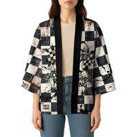 Silly Goose Racing Motorsport Kimono Vintage Distressed Checkered Flag - Cartoon Race Car