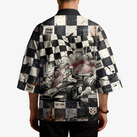 Silly Goose Racing Motorsport Kimono Vintage Distressed Checkered Flag - Cartoon Race Car