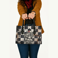 Silly Goose Racing Motorsport Leather Bag Vintage Distressed Checkered Flag - Cartoon Race Car