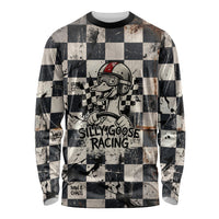 Silly Goose Racing Motorsport Long Sleeve Shirt Vintage Distressed Checkered Flag - Cartoon Race Car