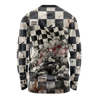 Silly Goose Racing Motorsport Long Sleeve Shirt Vintage Distressed Checkered Flag - Cartoon Race Car