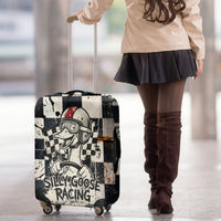 Silly Goose Racing Motorsport Luggage Cover Vintage Distressed Checkered Flag - Cartoon Race Car