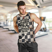 Silly Goose Racing Motorsport Men Tank Top Vintage Distressed Checkered Flag - Cartoon Race Car