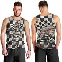 Silly Goose Racing Motorsport Men Tank Top Vintage Distressed Checkered Flag - Cartoon Race Car