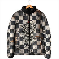 Silly Goose Racing Motorsport Padded Jacket Vintage Distressed Checkered Flag - Cartoon Race Car