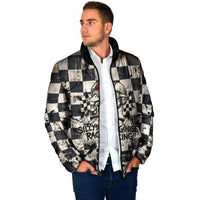 Silly Goose Racing Motorsport Padded Jacket Vintage Distressed Checkered Flag - Cartoon Race Car