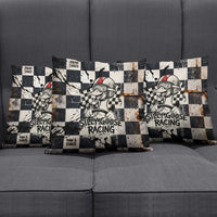 Silly Goose Racing Motorsport Pillow Cover Vintage Distressed Checkered Flag - Cartoon Race Car