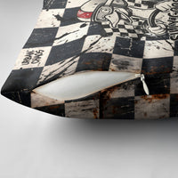 Silly Goose Racing Motorsport Pillow Cover Vintage Distressed Checkered Flag - Cartoon Race Car