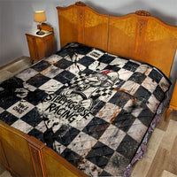 Silly Goose Racing Motorsport Quilt Vintage Distressed Checkered Flag - Cartoon Race Car