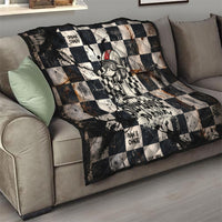 Silly Goose Racing Motorsport Quilt Vintage Distressed Checkered Flag - Cartoon Race Car