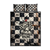 Silly Goose Racing Motorsport Quilt Bed Set Vintage Distressed Checkered Flag - Cartoon Race Car