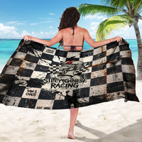 Silly Goose Racing Motorsport Sarong Vintage Distressed Checkered Flag - Cartoon Race Car