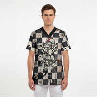 Silly Goose Racing Motorsport Scrub Top Vintage Distressed Checkered Flag - Cartoon Race Car