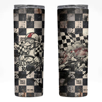 Silly Goose Racing Motorsport Skinny Tumbler Vintage Distressed Checkered Flag - Cartoon Race Car