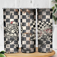 Silly Goose Racing Motorsport Skinny Tumbler Vintage Distressed Checkered Flag - Cartoon Race Car