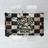 Silly Goose Racing Motorsport Tablecloth Vintage Distressed Checkered Flag - Cartoon Race Car