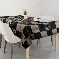 Silly Goose Racing Motorsport Tablecloth Vintage Distressed Checkered Flag - Cartoon Race Car