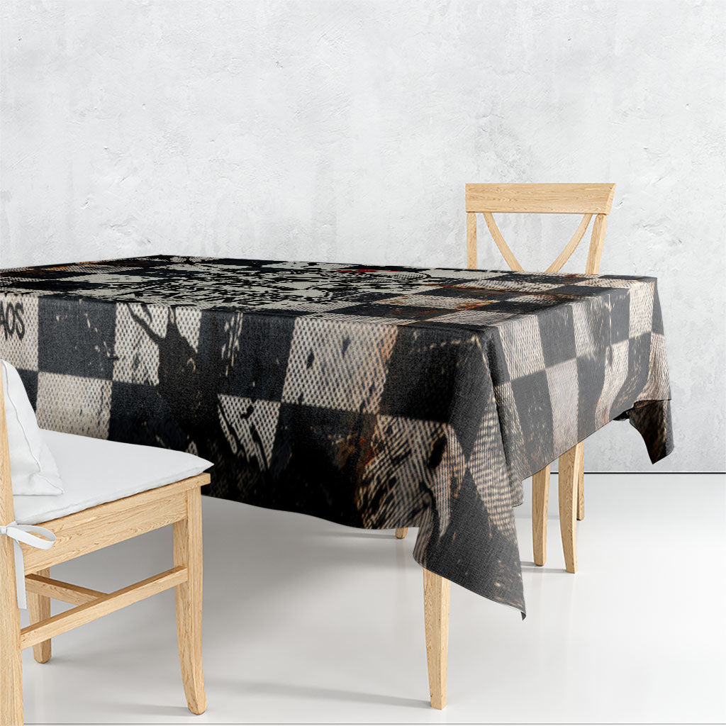 Silly Goose Racing Motorsport Tablecloth Vintage Distressed Checkered Flag - Cartoon Race Car